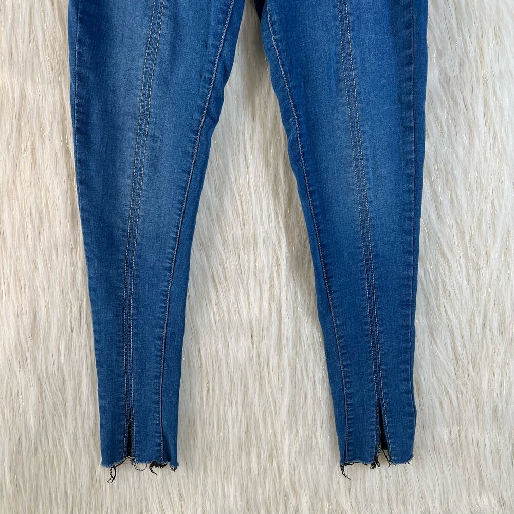Free People Women Pull Up Jeggings Stretch Front Ankle Slit Med Wash Mid Rise 26 - Picture 3 of 10